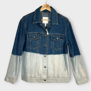 Avec Les Filles Denim Trucker Jacket SMALL Dip-Dyed Grunge Y2K City Urban NEW